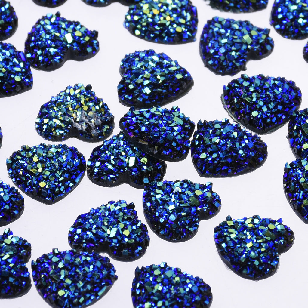 12mm Heart Faux Druzy Crystal Clusters Cabochons Glitter resin cabochon Druzy Cabochons jewelry making 50pcs 102700