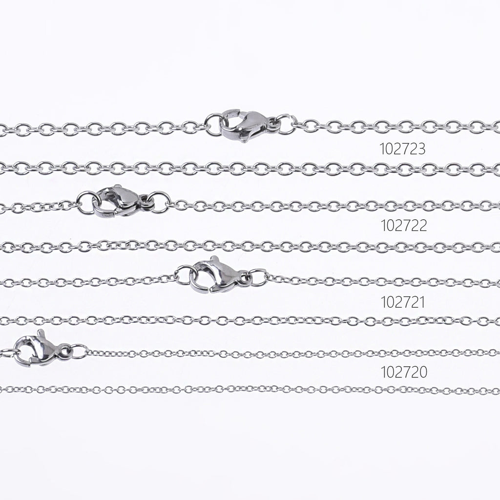 304 Stainless Steel Cross O Chain Necklace Chain with Lobster Clasp 18
