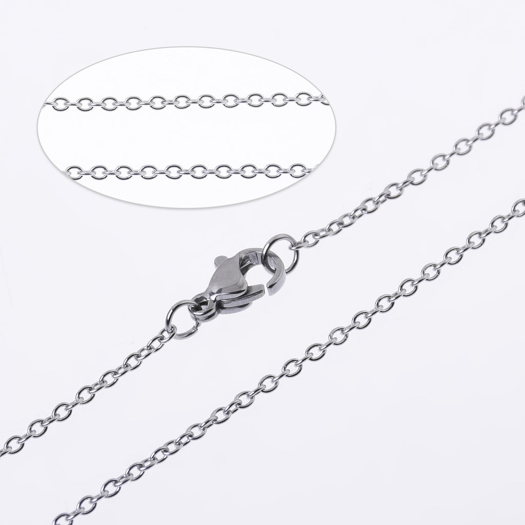 304 Stainless Steel Cross O Chain Necklace Chain with Lobster Clasp 18