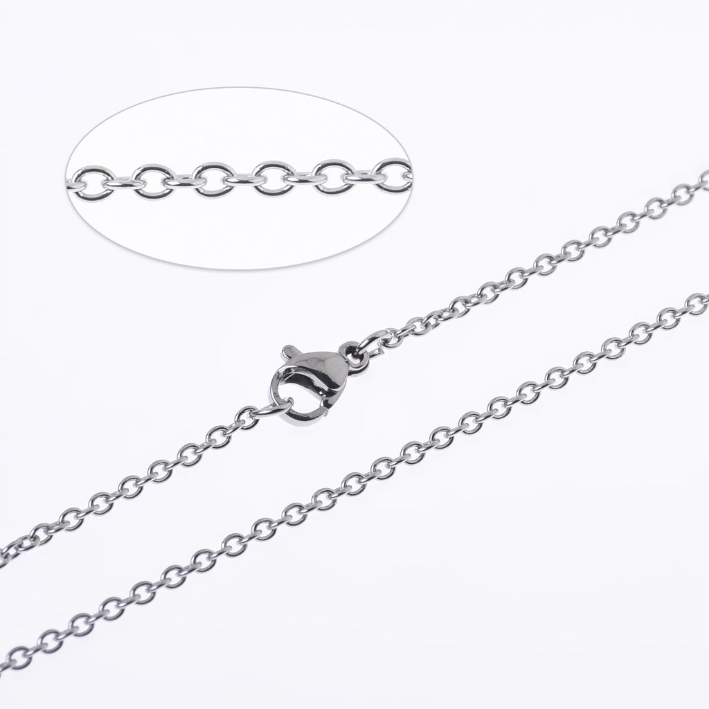304 Stainless Steel Cross O Chain Necklace Chain with Lobster Clasp 18