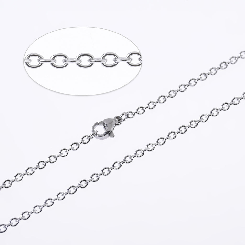 304 Stainless Steel Cross O Chain Necklace Chain with Lobster Clasp 18