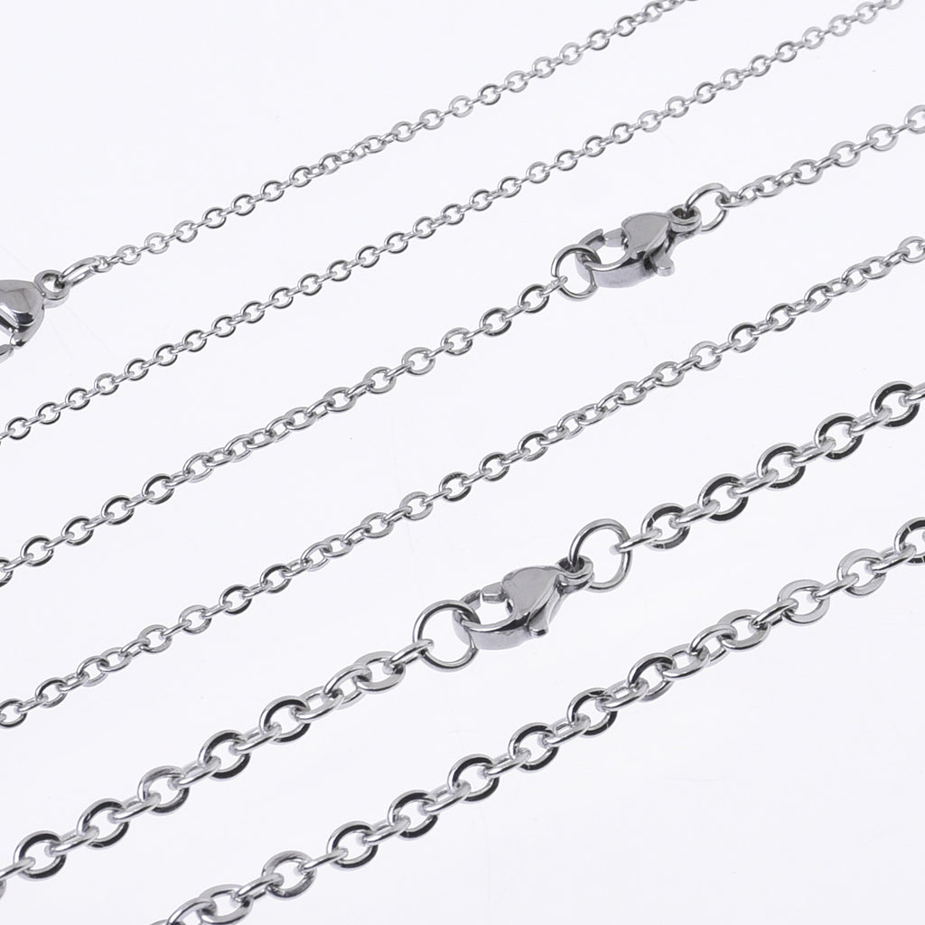 304 Stainless Steel Cross O Flat Link Chain round Jewelry Making Chain Finished necklace chain 18