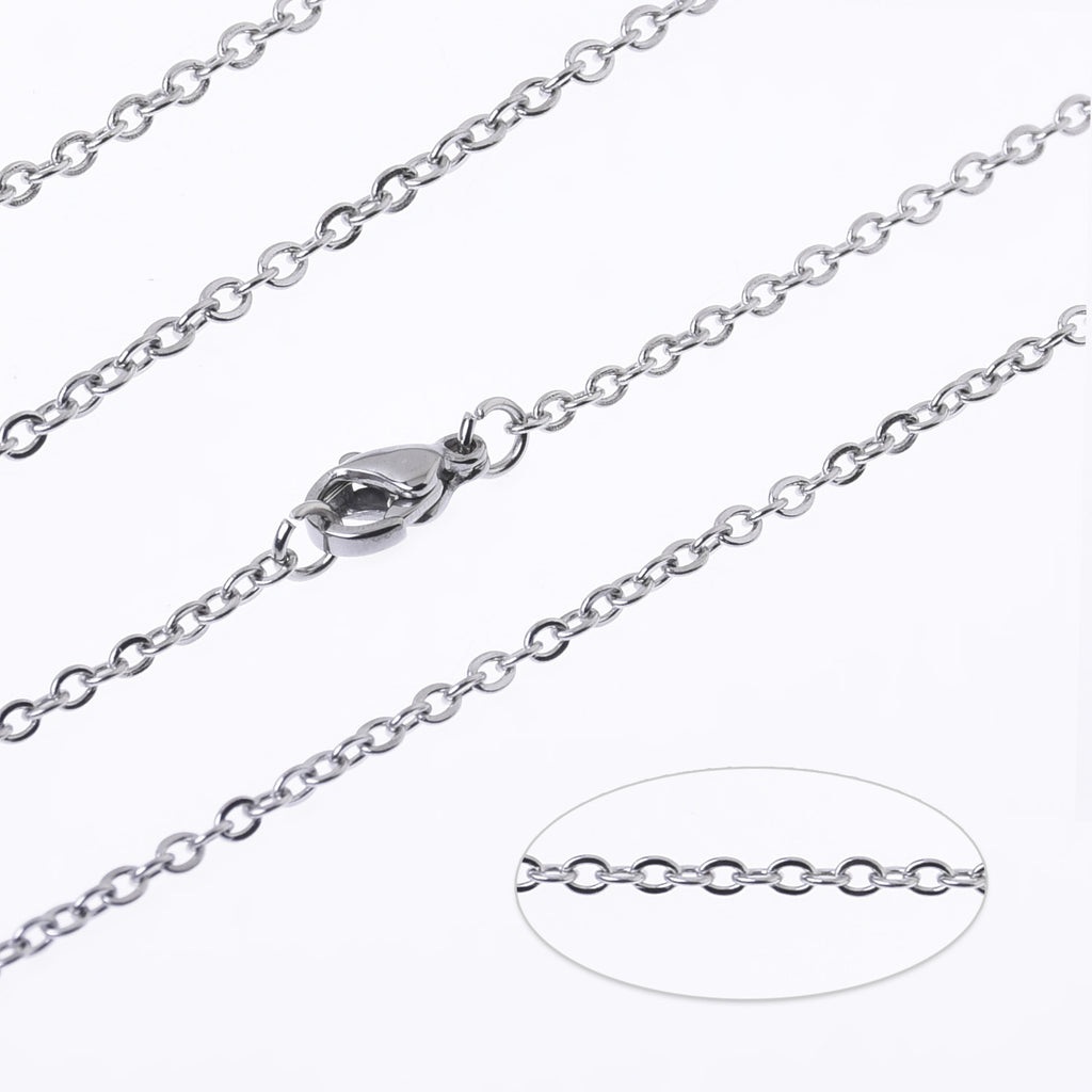 304 Stainless Steel Cross O Flat Link Chain round Jewelry Making Chain Finished necklace chain 18
