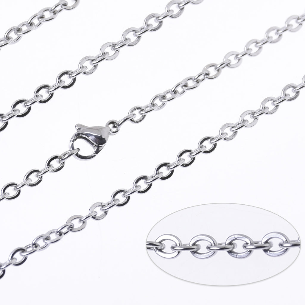 304 Stainless Steel Cross O Flat Link Chain round Jewelry Making Chain Finished necklace chain 18