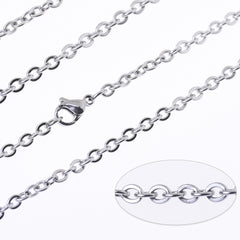 304 Stainless Steel Cross O Flat Link Chain round Jewelry Making Chain Finished necklace chain 18