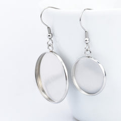 316 Stainless Steel Earring Blank Earwires Hook With Round Pad earrings Base Setting diy earrings 20pcs 102789