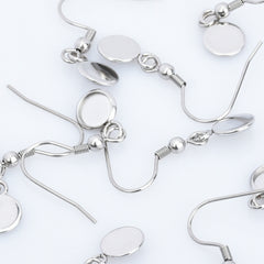 316 Stainless Steel Earring Blank Earwires Hook With Round Pad earrings Base Setting diy earrings 20pcs 102789