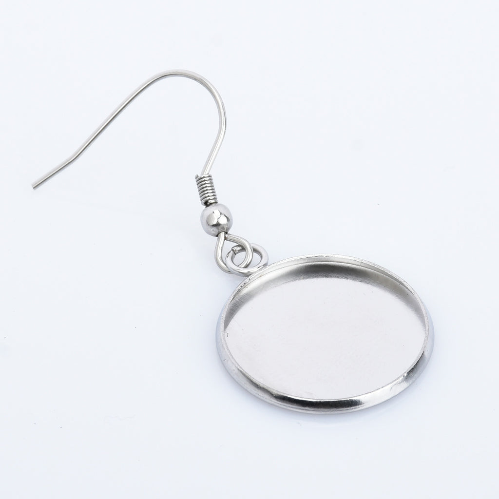 316 Stainless Steel Earring Blank Earwires Hook With Round Pad earrings Base Setting diy earrings 20pcs 102789