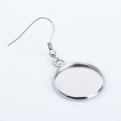 316 Stainless Steel Earring Blank Earwires Hook With Round Pad earrings Base Setting diy earrings 20pcs 102789
