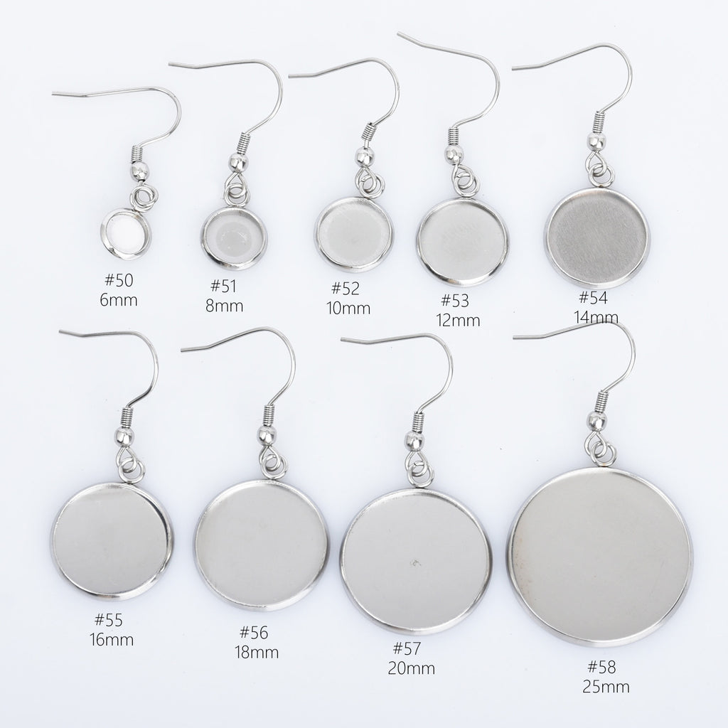 316 Stainless Steel Earring Blank Earwires Hook With Round Pad earrings Base Setting diy earrings 20pcs 102789