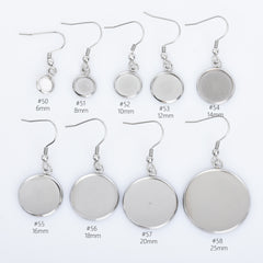 316 Stainless Steel Earring Blank Earwires Hook With Round Pad earrings Base Setting diy earrings 20pcs 102789
