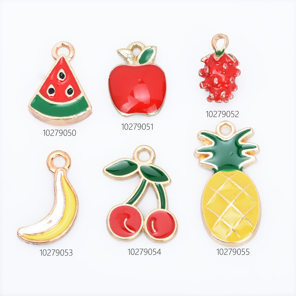 30 Mixed Fruit Charms Strawberry Watermelon Apple Pineapple Banana Enamel  Alloy Drop Oil Charms For Jewelry Making - Buy Charms For Jewelry