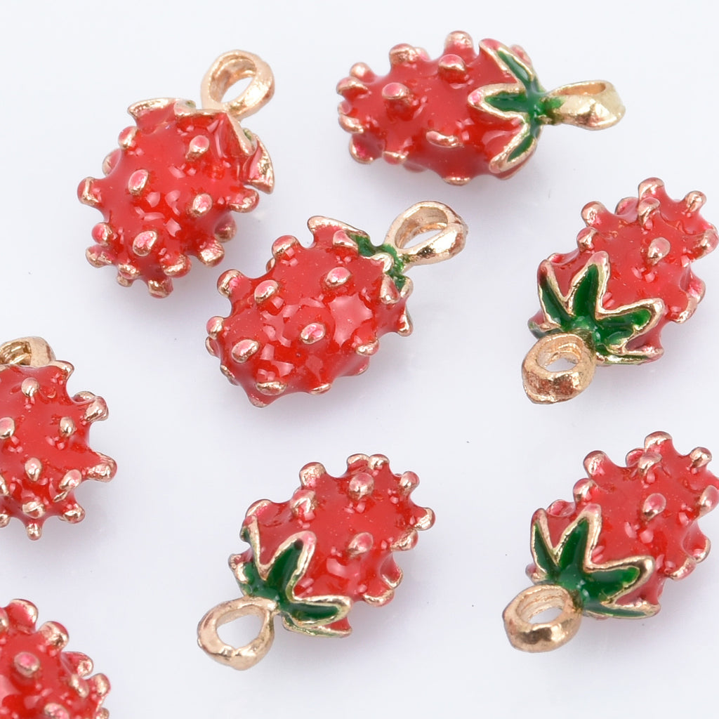 30 Mixed Fruit Charms Strawberry Watermelon Apple Pineapple Banana Enamel  Alloy Drop Oil Charms For Jewelry Making - Buy Charms For Jewelry