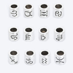 Set of 12 Alloy Zodiac Bead Set 7mm Slider Beads 4mm Hole Constellation Style Double Sided DIY Jewelry Findings 1set 10280350