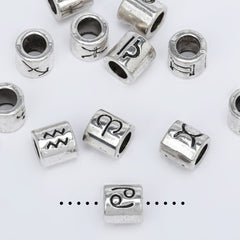 Set of 12 Alloy Zodiac Bead Set 7mm Slider Beads 4mm Hole Constellation Style Double Sided DIY Jewelry Findings 1set 10280350