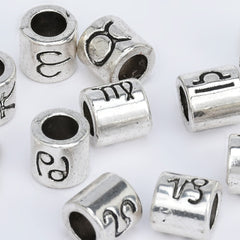 Set of 12 Alloy Zodiac Bead Set 7mm Slider Beads 4mm Hole Constellation Style Double Sided DIY Jewelry Findings 1set 10280350