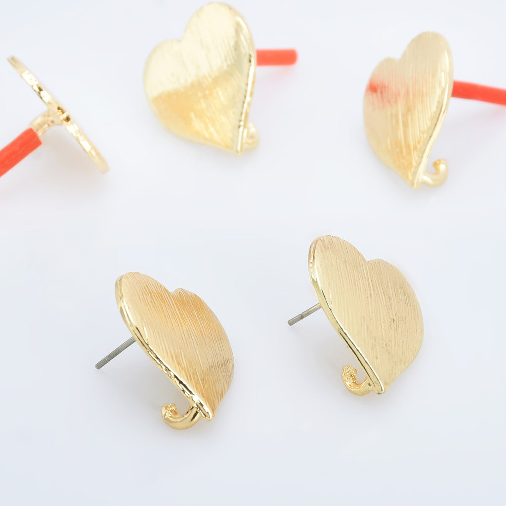 Alloy Curved Post Earrings Findings Simple Connector Stud Ear