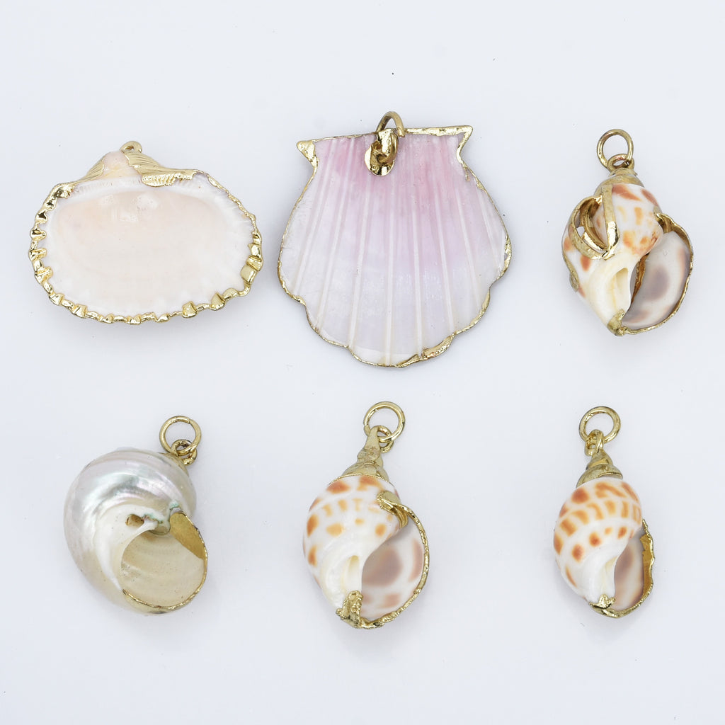 Natural Conch Shell Beads Rose Gold Seashell Charms Jewelry Making  Accessory 5/1