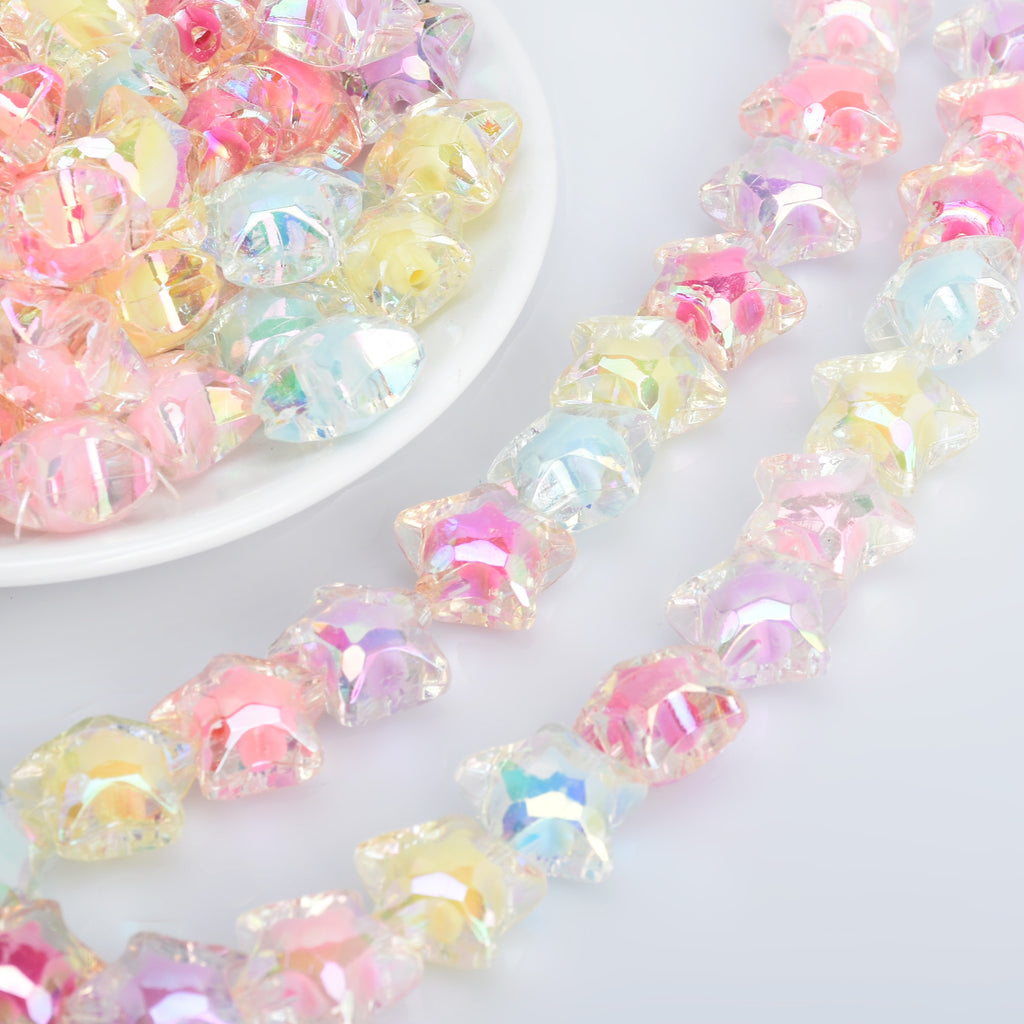 19mm Acrylic Star Bead AB Translucent Resin Beads Iridescent
