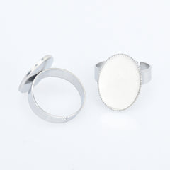 Stainless Steel Oval Adjustable Ring Blank Base Ring Setting Cameo Ring Base diy oval ring supplies 10pcs 102865