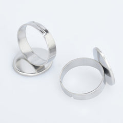Stainless Steel Oval Adjustable Ring Blank Base Ring Setting Cameo Ring Base diy oval ring supplies 10pcs 102865