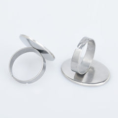 Stainless Steel Oval Adjustable Ring Blank Base Ring Setting Cameo Ring Base diy oval ring supplies 10pcs 102865
