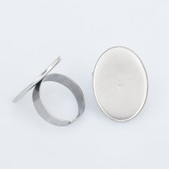 Stainless Steel Oval Adjustable Ring Blank Base Ring Setting Cameo Ring Base diy oval ring supplies 10pcs 102865