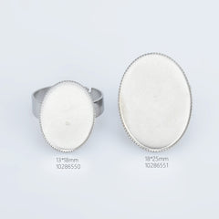 Stainless Steel Oval Adjustable Ring Blank Base Ring Setting Cameo Ring Base diy oval ring supplies 10pcs 102865