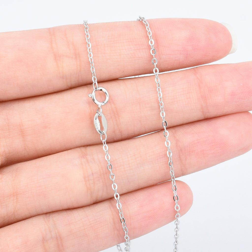 925 Silver necklace – chains spot-connected by silver and rose-gold beads