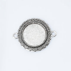 Alloy Round Connector Trays Double Loop Lotus lace Pendant Base fit 20mm round cabochons Tray Findings 10pcs 102943