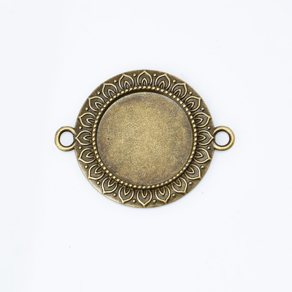 Alloy Round Connector Trays Double Loop Lotus lace Pendant Base fit 20mm round cabochons Tray Findings 10pcs 102943