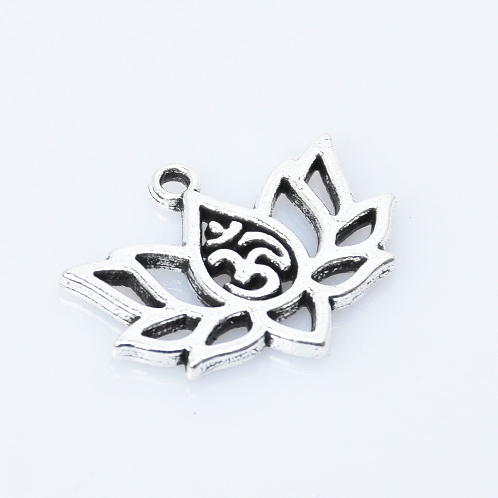 16*20mm Alloy Lotus Pendant Om Pendant Aum Pendant Spiritual charm Yoga Pendant Lotus Flower Jewelry 20pcs 102947