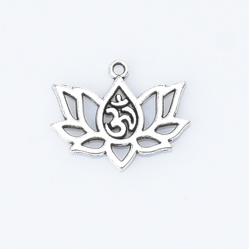 16*20mm Alloy Lotus Pendant Om Pendant Aum Pendant Spiritual charm Yoga Pendant Lotus Flower Jewelry 20pcs 102947