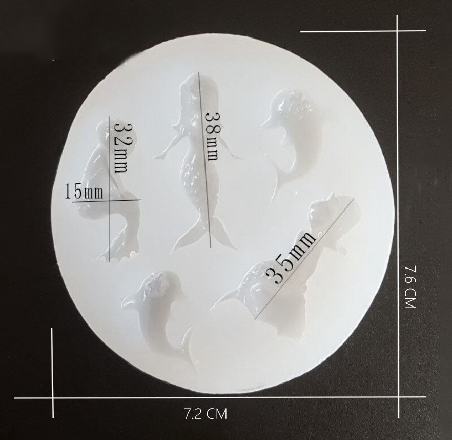 72*76mm Cute Mermaid Girl Dolphin Silicone Mold Clay UV mold Jewelry Mould Toy 1pcs 10298350