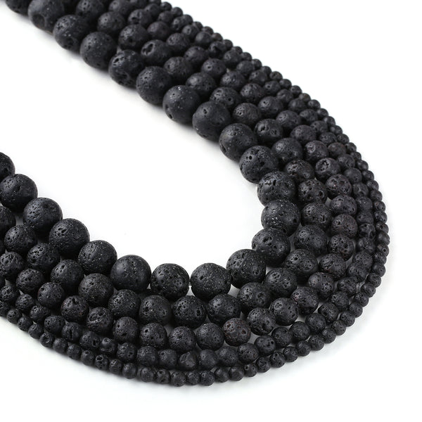 Natural Stone Black Volcanic Rock Lava Beads Loose Spacer Round For Jewelry  Making 6-12MM DIY Bracelet Accessories Wholesale