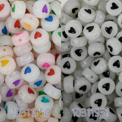 Neon Spacer Beads, Neon Heart Beads, Black Spacer Beads, Gothic Beads
