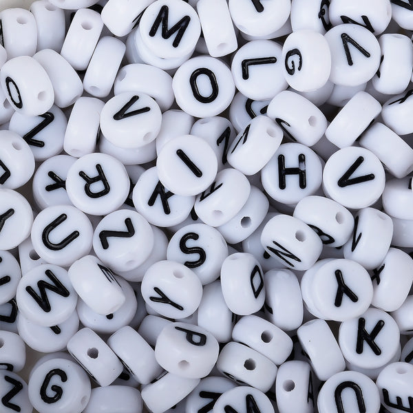 Acrylic White and Black Number Beads, Plastic Number Beads, Flat Round  Acrylic Number Beads,Number 2, Size 7mm, 100pcs/lot