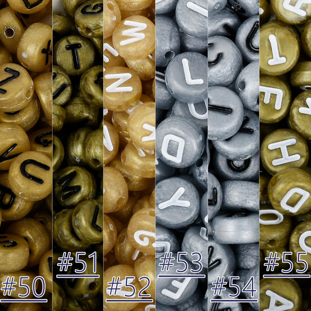 50 Letter Beads Alphabet Beads Gold Bulk Beads Wholesale 7mm