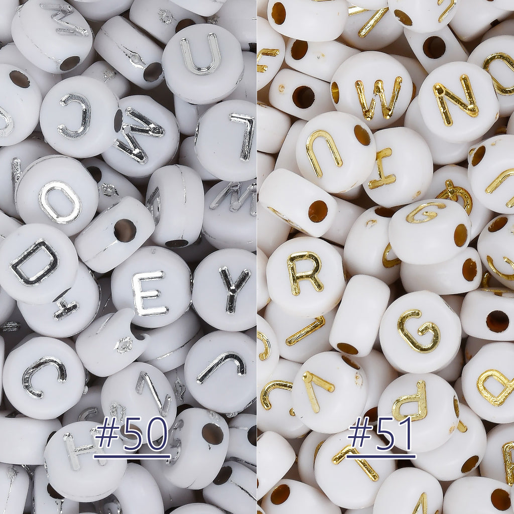 7mm White Alphabet Letter Beads Round Acrylic Beads A-Z letter