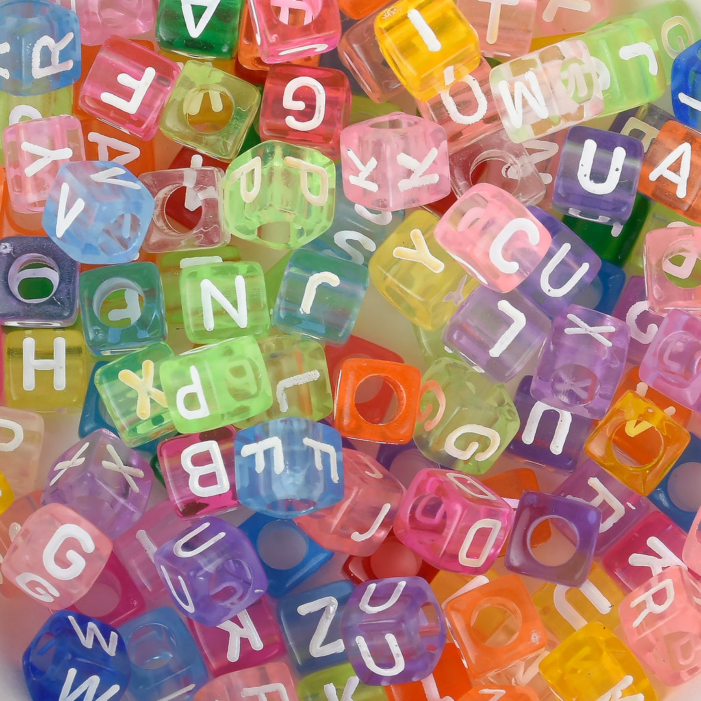 100pcs Mixed Color Acrylic Square Shaped English Letter Beads For Diy  Bracelet And Necklace Jewelry Making Spacer Beads