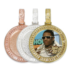 30mm Real Gold Plated Zinc Alloy Pendants, Hip Hop Pendant Zircon Setting For Photo Memory 2 pieces/lot 103281