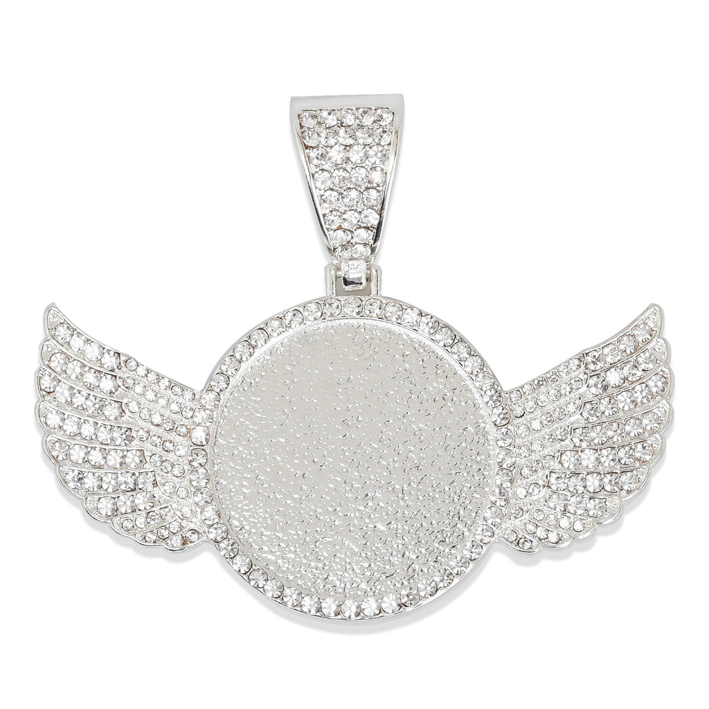 30mm Wing Picture Pendant Hip Hop Jewelry Gifts Mens Jewelry Zircon Pendant Real Gold Plated 2pcs 103286