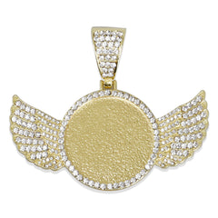 30mm Wing Picture Pendant Hip Hop Jewelry Gifts Mens Jewelry Zircon Pendant Real Gold Plated 2pcs 103286