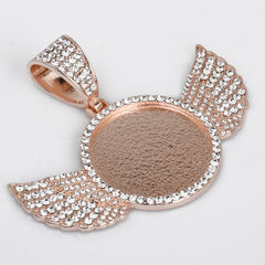 30mm Wing Picture Pendant Hip Hop Jewelry Gifts Mens Jewelry Zircon Pendant Real Gold Plated 2pcs 103286