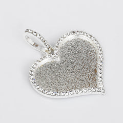 22*32mm Heart Shape Picture Pendant Hip Hop Jewelry Gifts Zircon Pendant Real Gold Plated 2pcs 103287