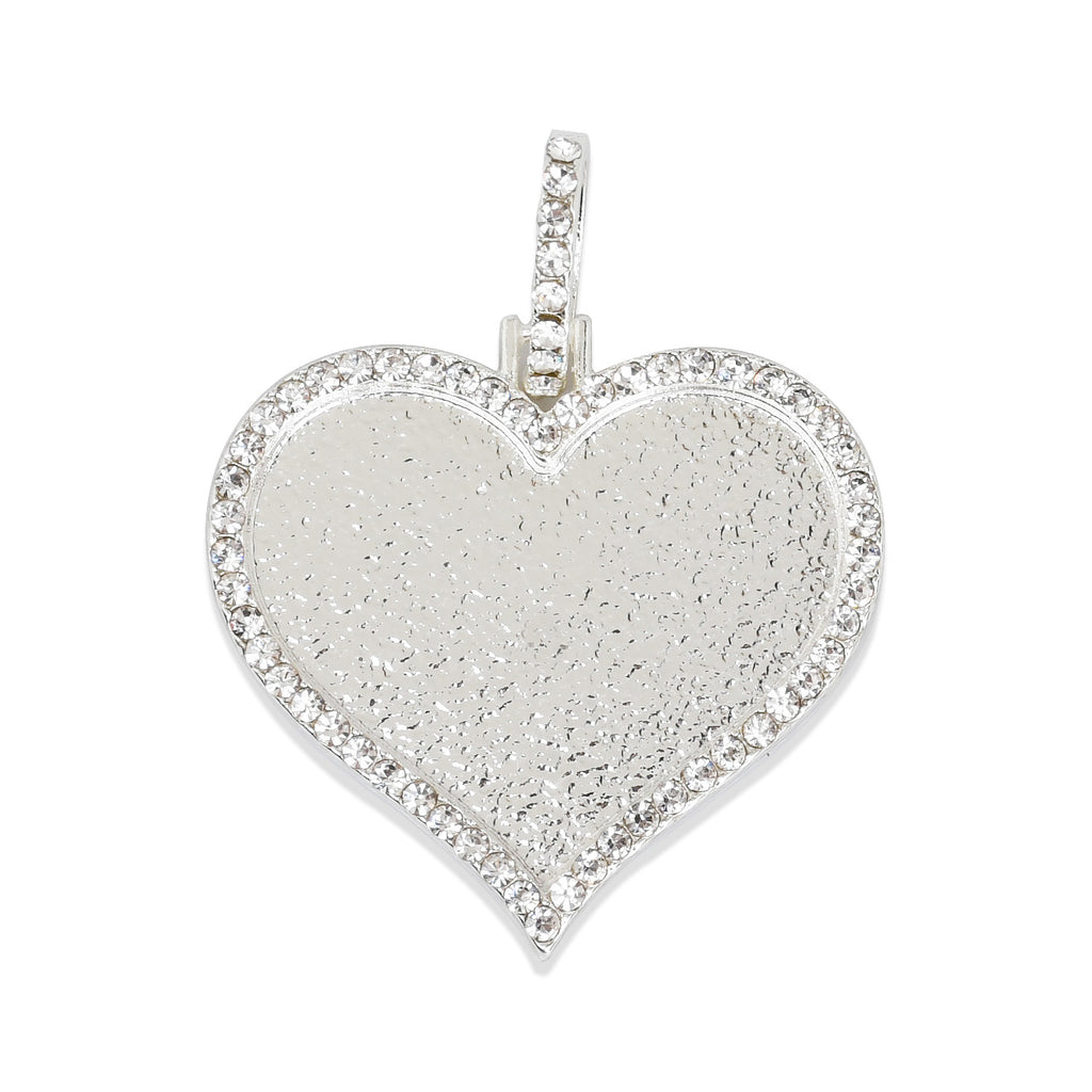 22*32mm Heart Shape Picture Pendant Hip Hop Jewelry Gifts Zircon Pendant Real Gold Plated 2pcs 103287