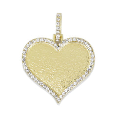22*32mm Heart Shape Picture Pendant Hip Hop Jewelry Gifts Zircon Pendant Real Gold Plated 2pcs 103287