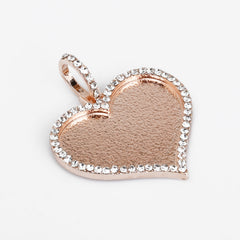22*32mm Heart Shape Picture Pendant Hip Hop Jewelry Gifts Zircon Pendant Real Gold Plated 2pcs 103287
