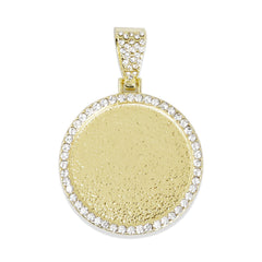 29mm Round Picture Pendant Hip Hop Jewelry Gifts Zircon Pendant Real Gold Plated 2pcs 103289