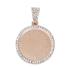 29mm Round Picture Pendant Hip Hop Jewelry Gifts Zircon Pendant Real Gold Plated 2pcs 103289